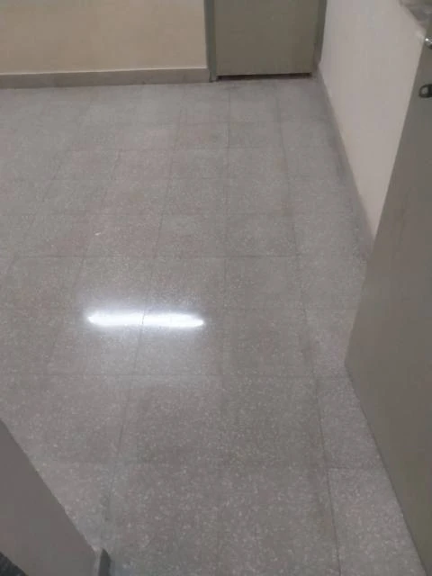 Polished grey stone floor